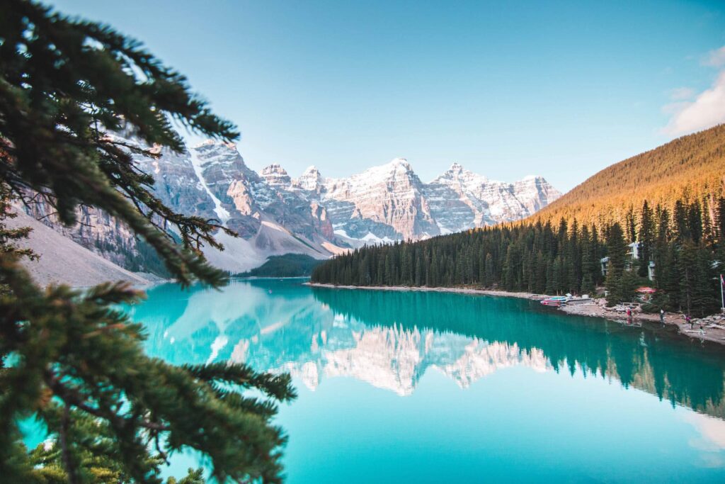 a lake surrounded by mountains